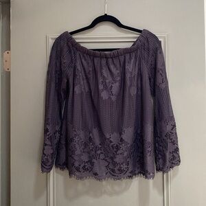 Arizona Off-Shoulder Lace Black Top, Size M